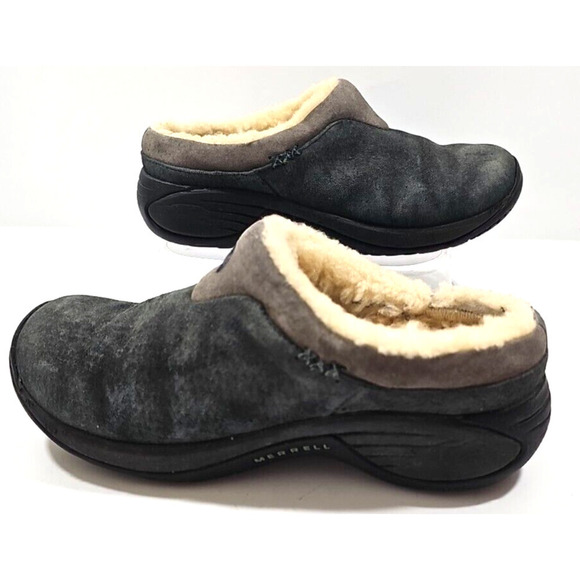 Merrell ~Woman Size 6.5 (24 cm.)~ Gray Suede Air Cushion Winter Shoes Slip-On. - Picture 1 of 11
